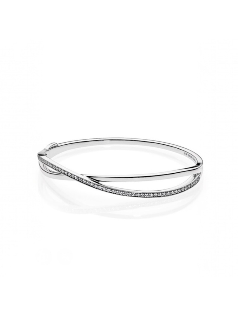 Pandora Entwined Silver Crisscross Pavé Bangle - Silver - size 2